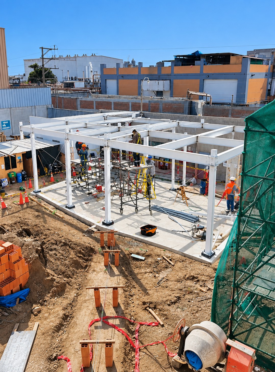 Nave industrial con estructura metálica para almacenes